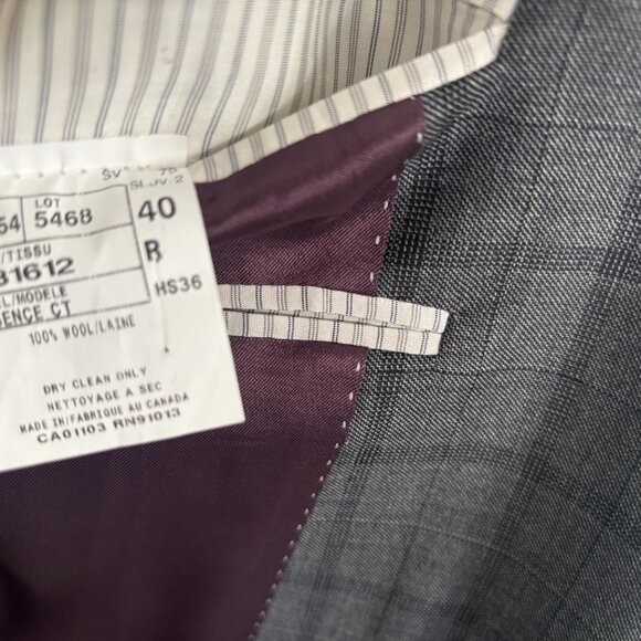 $1600 Jack Victor Grey Plaid Check Suit- 40, Pants 32 Made in Canada - Picture 9 of 16
